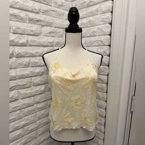 New York & Company Yellow Lingerie Lace Halter Top